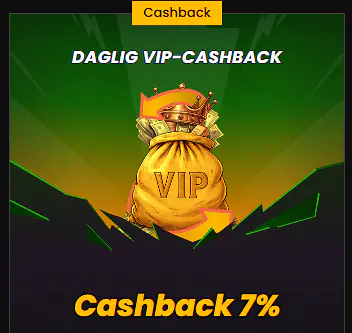 Daglig VIP-cashback på 7 % vist i kontoen