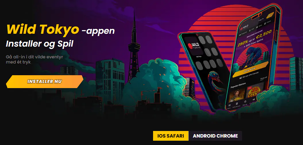 Wild Tokyo Casino som webapp på hjemmeskærmen